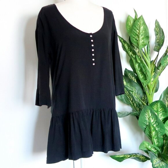 One Teaspoon Rango Black Lyocell Scoop Neck Ruffle Hem Mini Dress Size Medium M - Picture 6 of 15